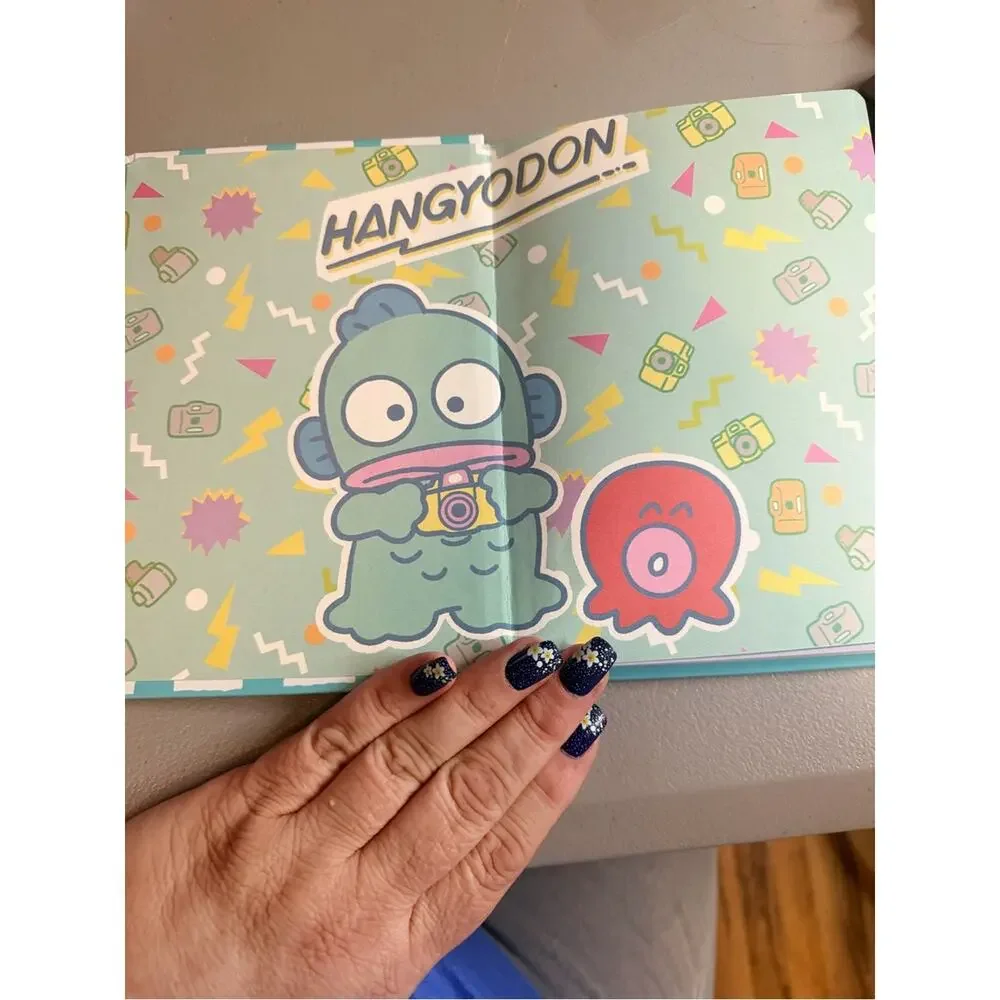 HGJ-371 Hangyodon Hardcover Notebook - Aqua Blue with Pink Accent